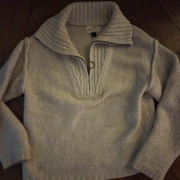 Beige Sweater, Zip up 3/4 neckline knobby cotton Universal Thread new xs hp🔥🔥 - Picture 5 of 7